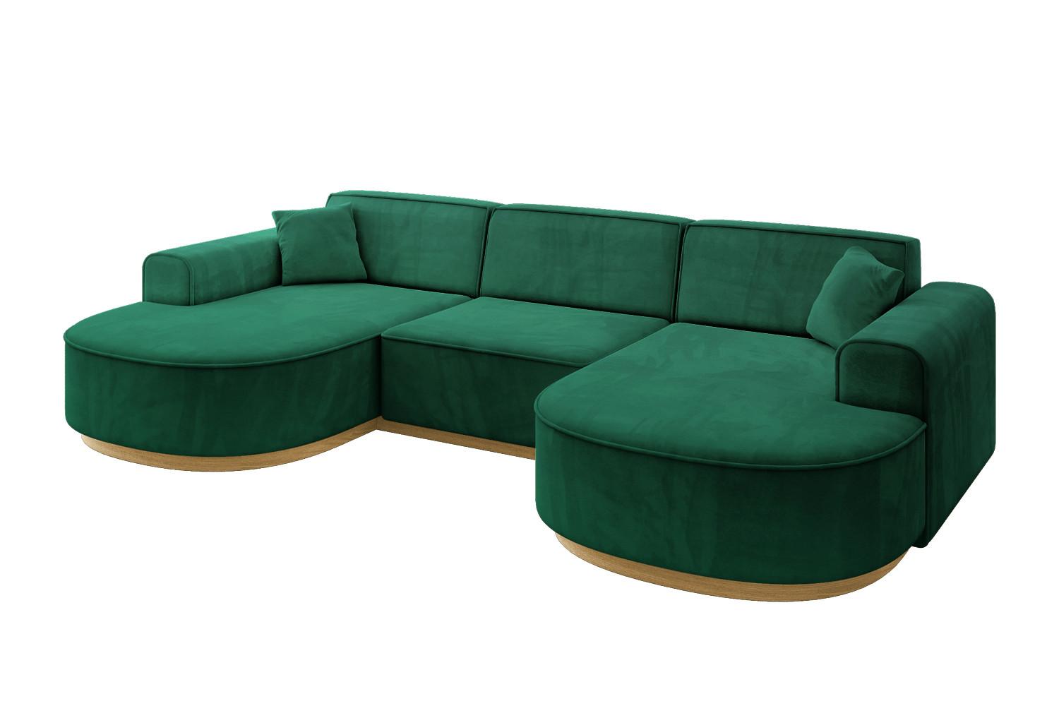 WOHNLANDSCHAFT MARI-U1-v2 - 303x171x83 cm Grün Velours - Grün, Holzwerkstoff/Textil (303/83/171cm) - ALTDECOR