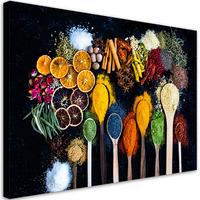 LEINWANDBILD Kräuter Gewürze für die Küche 60x40cm - Multicolor, Textil (60/40cm) - Feeby