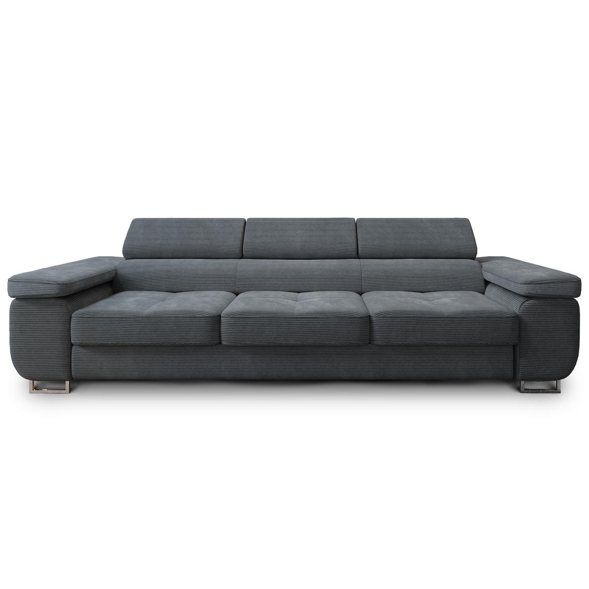 BETTSOFA MOSINE Grau Kordstoff mit Schlaffunktion - Grau, Textil (281/87/98cm) - MASSENO