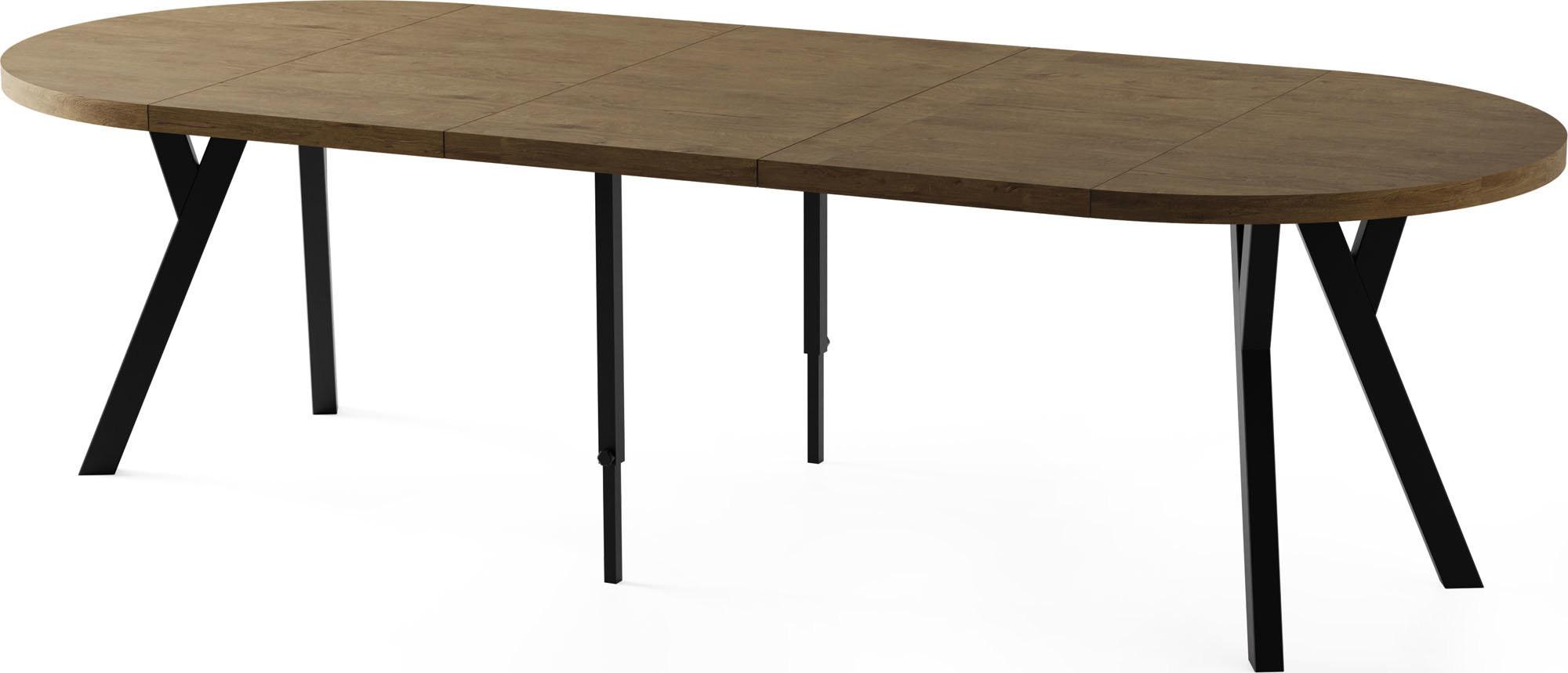 ESSTISCH Twixy XXL groß rund oval ausziehbar, Eiche Braun Rustikal 100-250/100/76 cm - Alteiche/Schwarz, Holz/Holzwerkstoff (100/250/76cm) - WFL GROUP