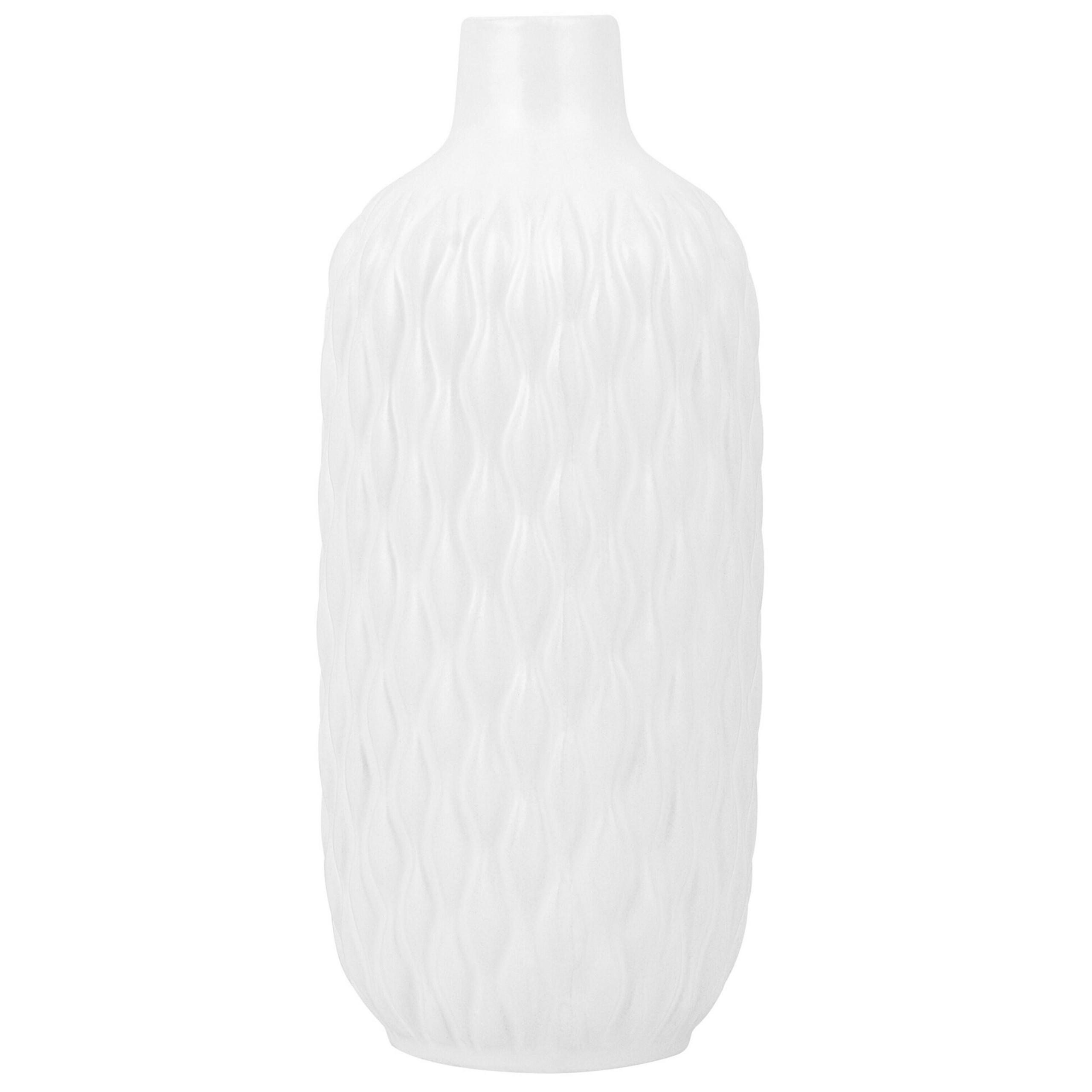 DEKOVASE Steinzeug weiß Emar - Weiß, Stein (31cm) - Beliani
