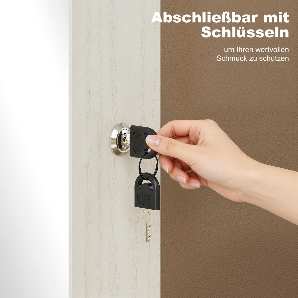 SCHMUCKSCHRANK MDF Glasspiegel Cremeweiß - Weiß, Holzwerkstoff (10/120/37cm) - HOMCOM