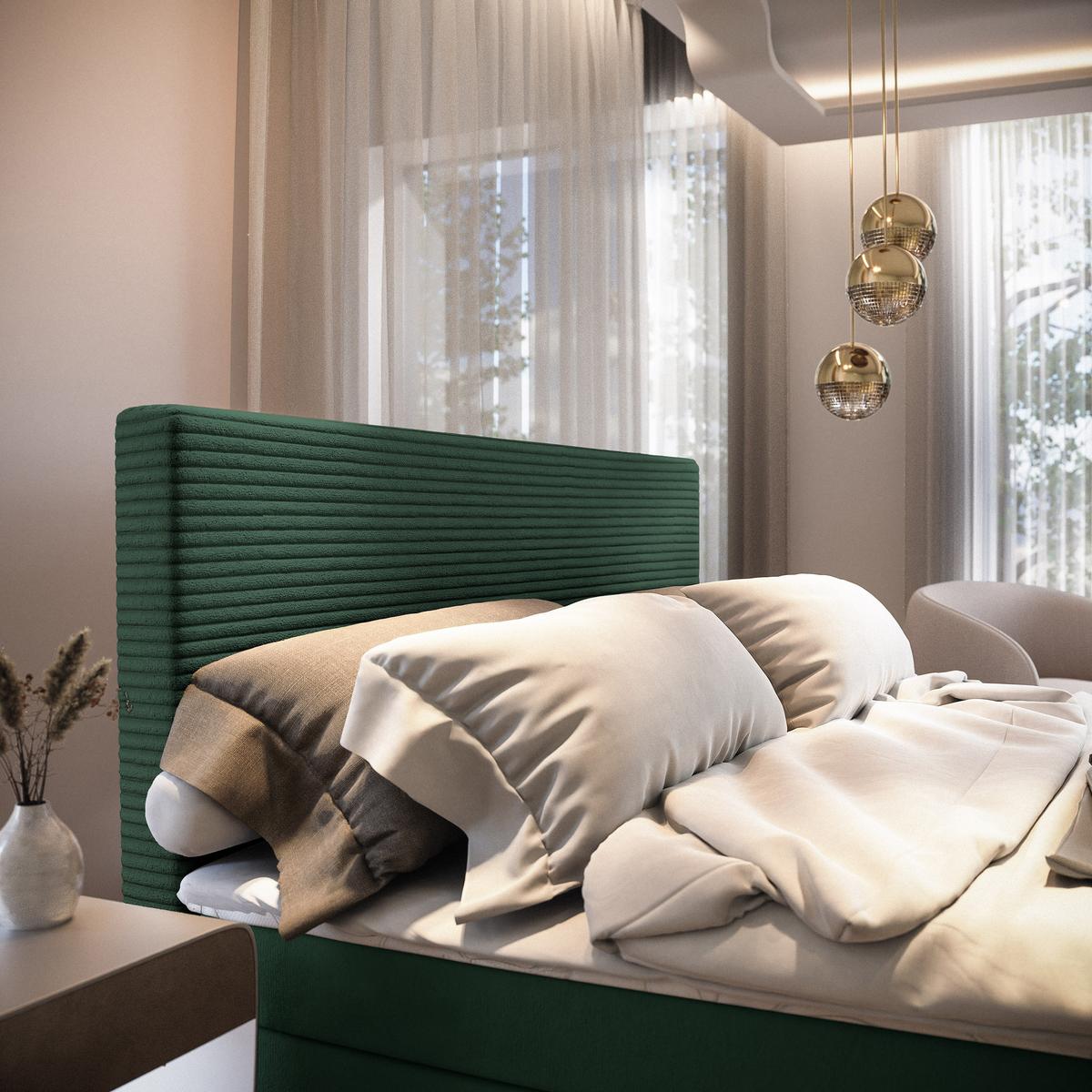 BOXBETT GIARRO 160x200 cm mit Matratze und Topper - Grün - Grün, Holz (160/200cm) - MASSENO