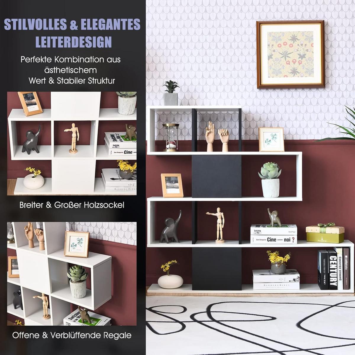 BUCHERREGAL 5-stöckiges Schwarz - Schwarz, Holz (120/109/20cm) - COSTWAY