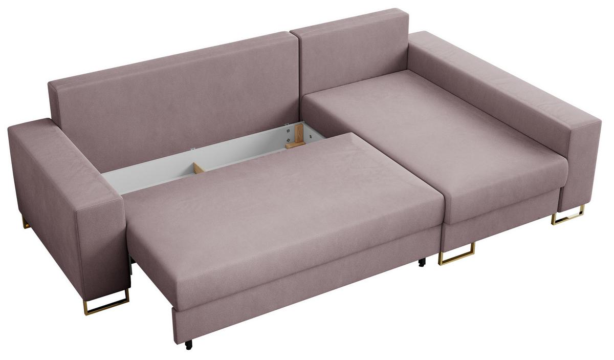 ECKSOFA Dorian Velvet Rosa - Goldfarben/Rosa, Textil/Metall (242/138cm) - MKS