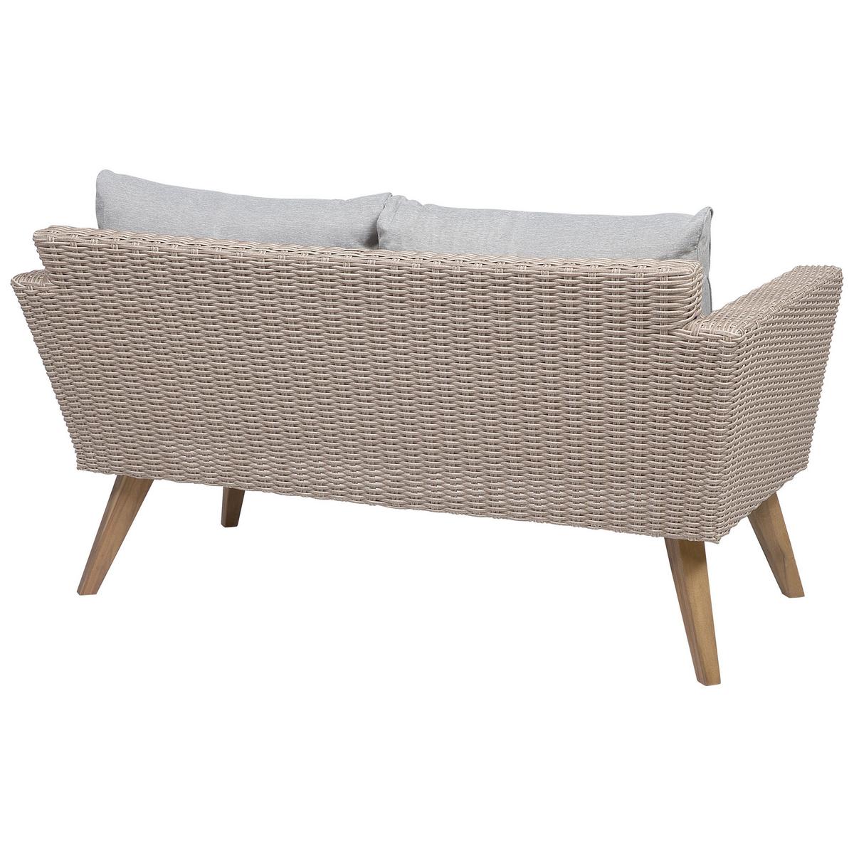 LOUNGE-SET 4-sitzer Rattan Grau Vittoria - Beige, Kunststoff - Beliani