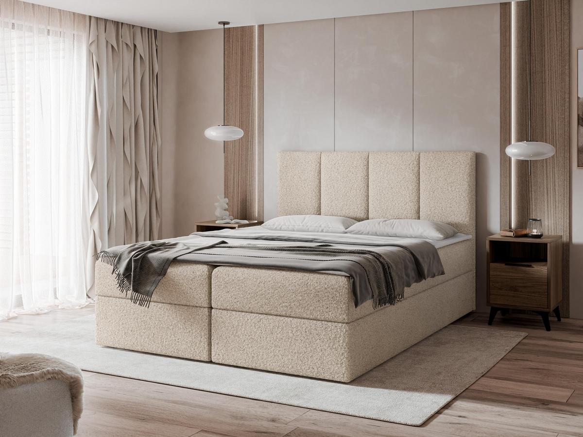 BOXBETT Rebos Boucle - H3 - Beige, Holz/Textil (140/200cm) - MIRJAN24