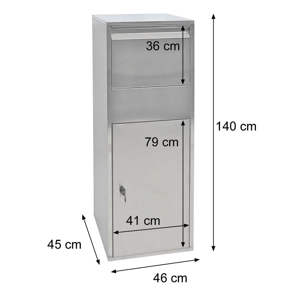 PAKETKASTEN GRÖßE XL rechteckig Silber, Anthrazit - Anthrazit/Silberfarben, Metall (46/140/45cm) - MCW
