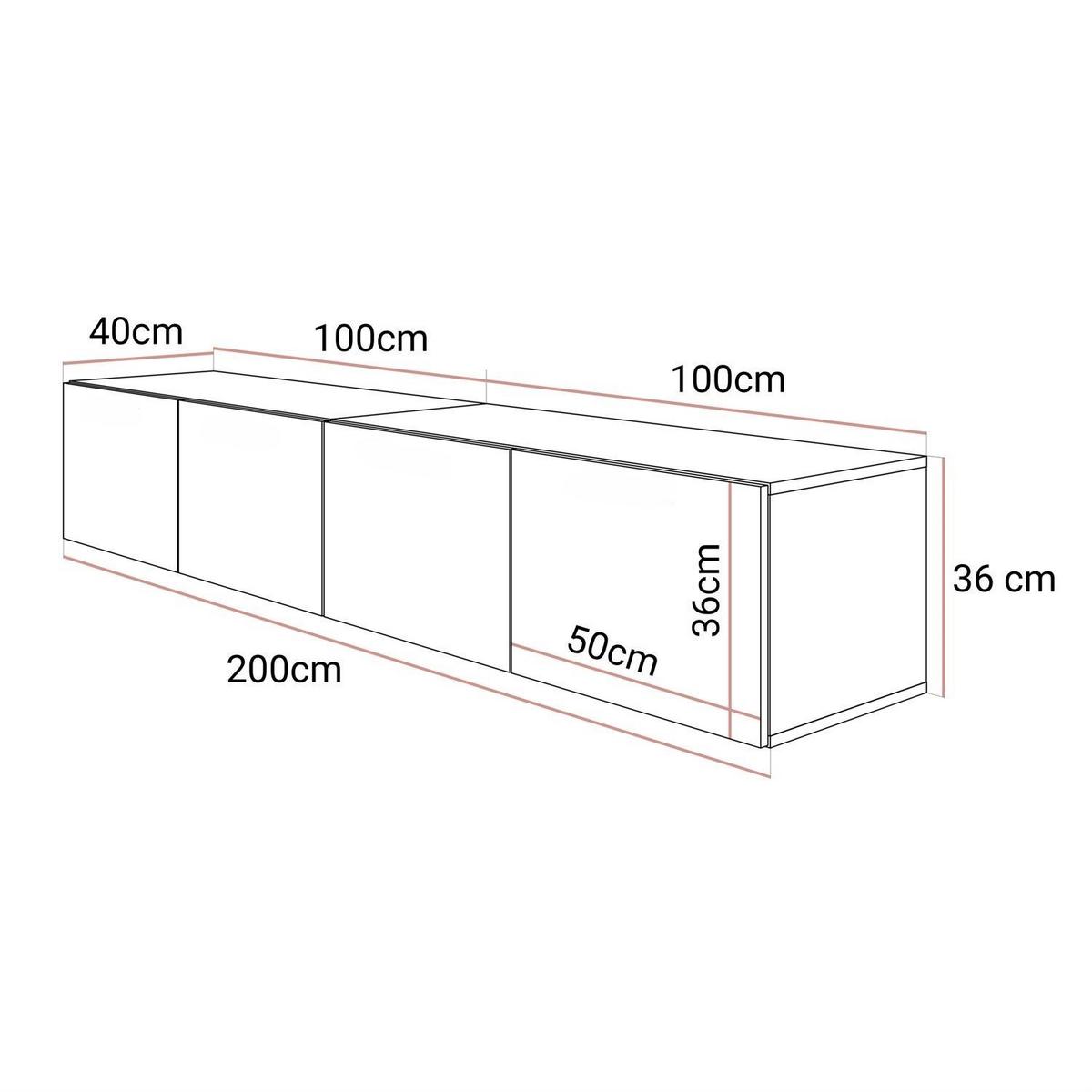 HÄNGENDER TV-Unit COLGANTE NUSSBAUM 200 cm LED - Nussbaumfarben, Holzwerkstoff (200/36/40cm) - Lookway