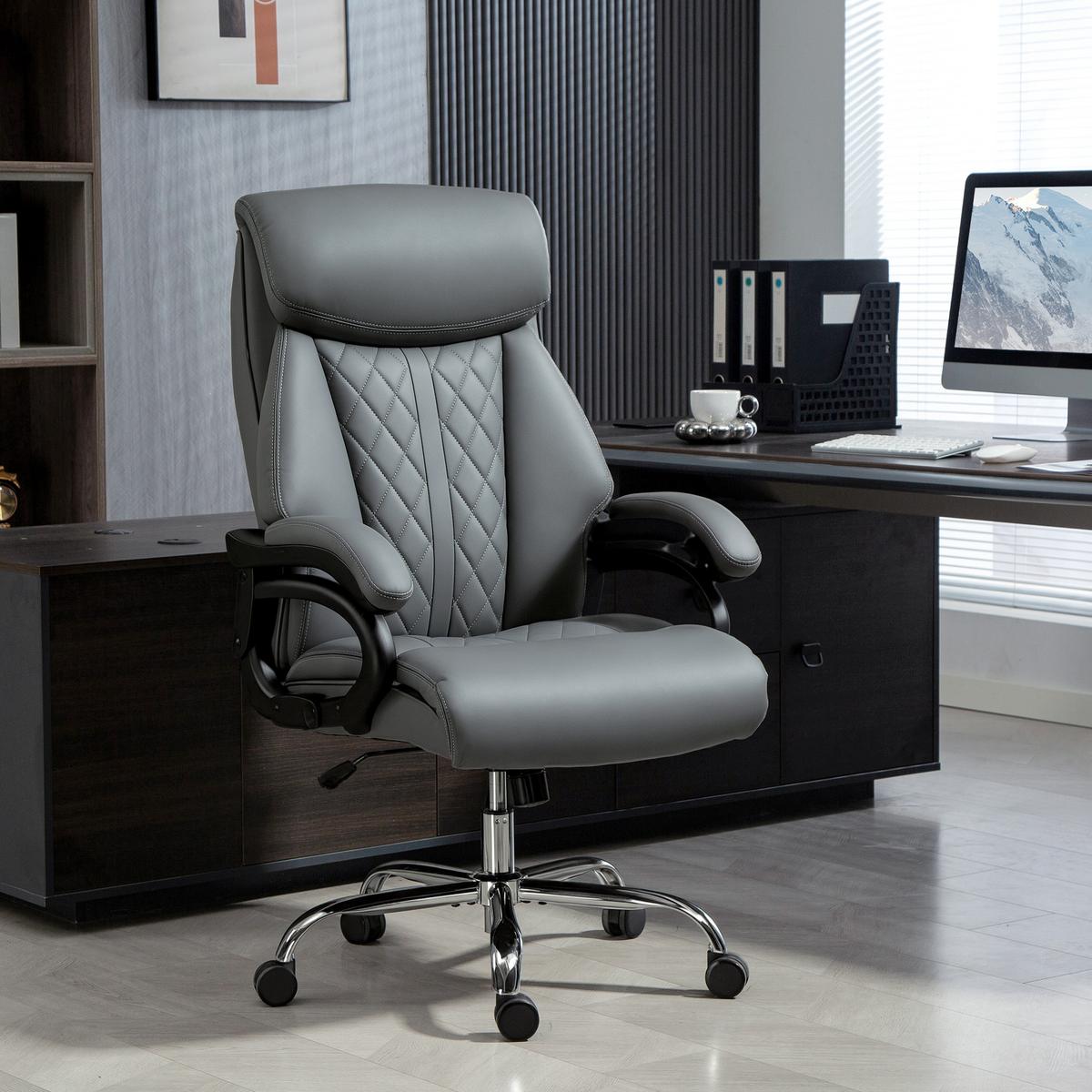 CHEFSESSEL aus PU-Leder Anthrazitgrau - Anthrazit, Leder (68/123/71cm) - HOMCOM