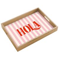 TABLETT Hola - Zitat - Streifen - Pastell - Rosa - Rot - Weiß 40x30 cm - Rosa, Holz (40/5/5cm) - OnlyWow