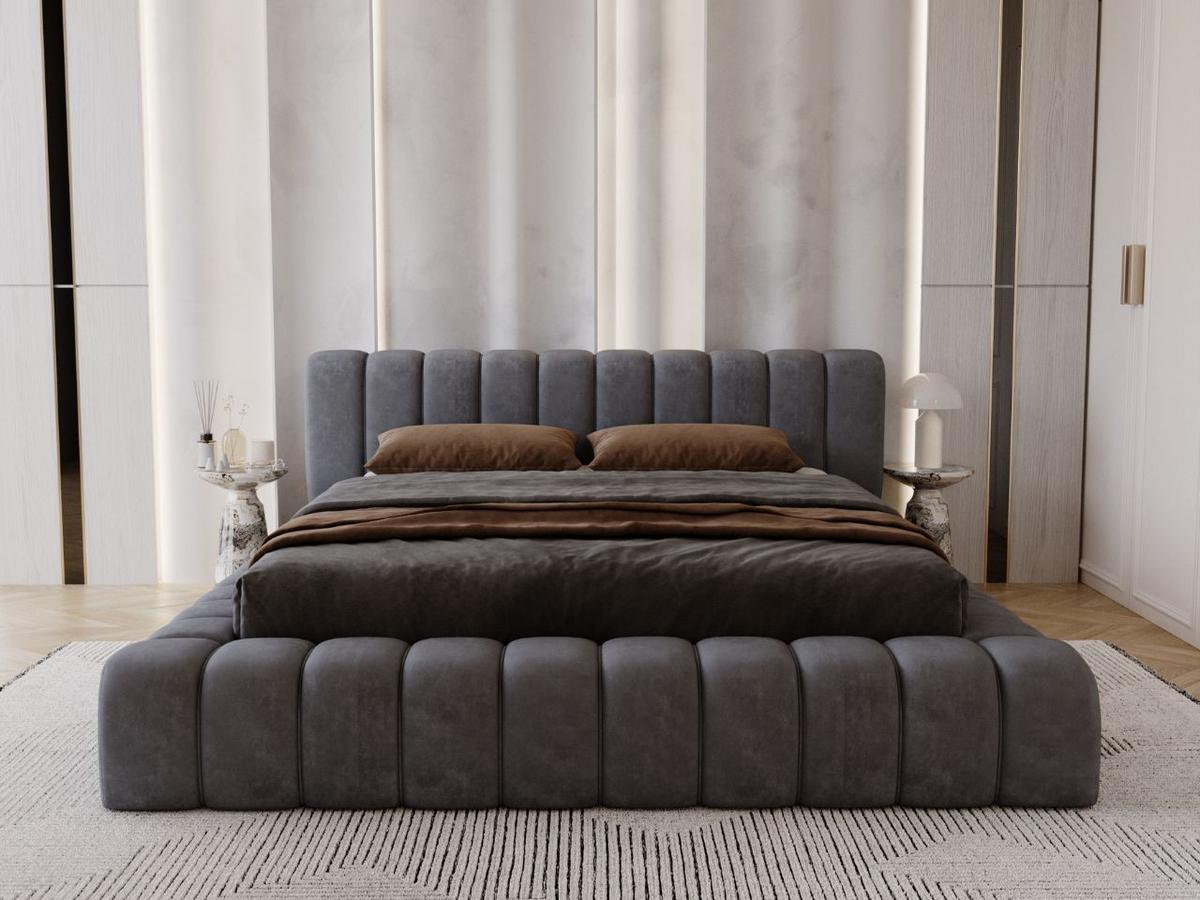 POLSTERBETT Italia 140x200 Dunkelgrau - Dunkelgrau, Textil (140/200cm) - Graingold