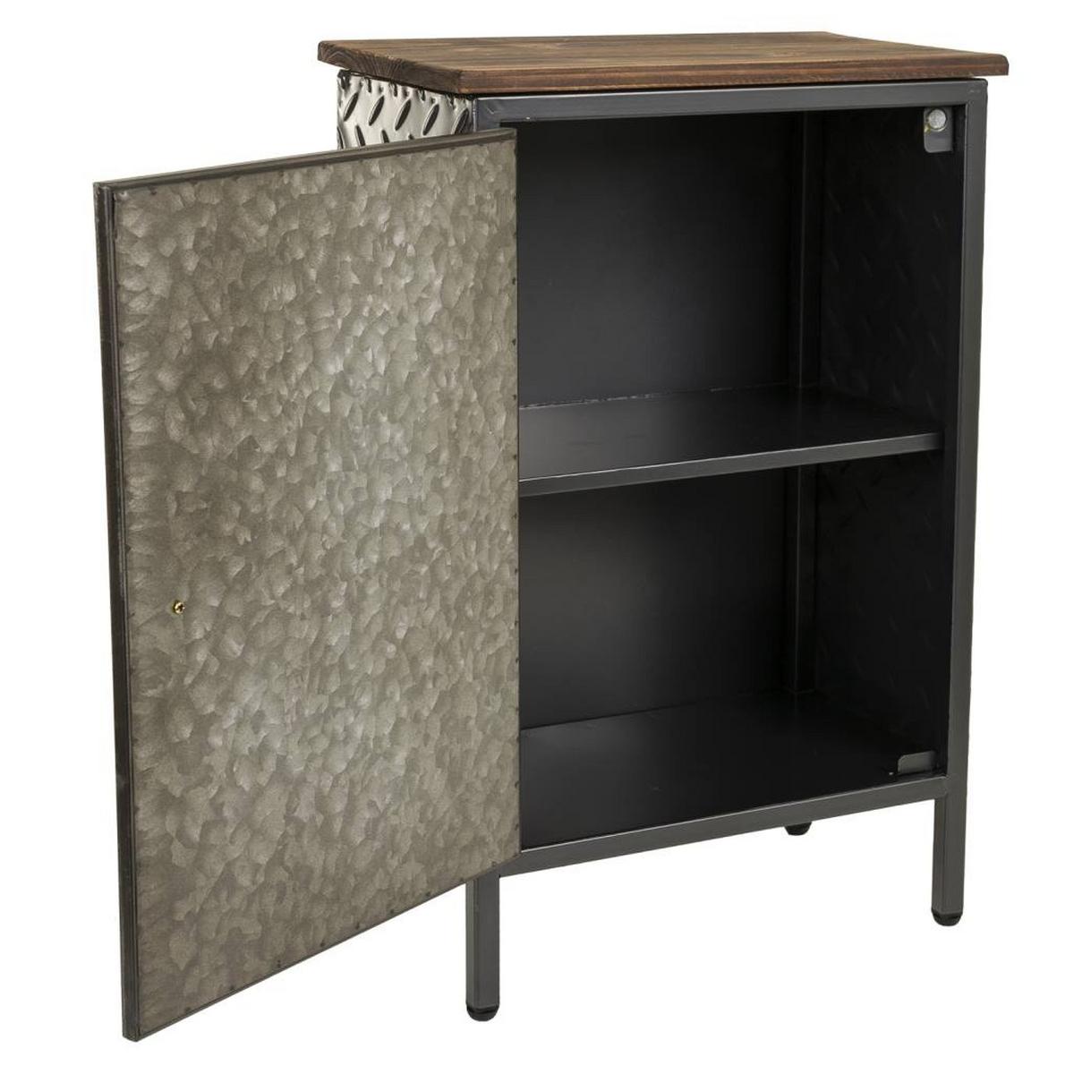 NACHTTISCH aus Metall und Holz, braun, 37x24x57cm - Grau, Metall (37/56.5/23.5cm) - Wanderlust
