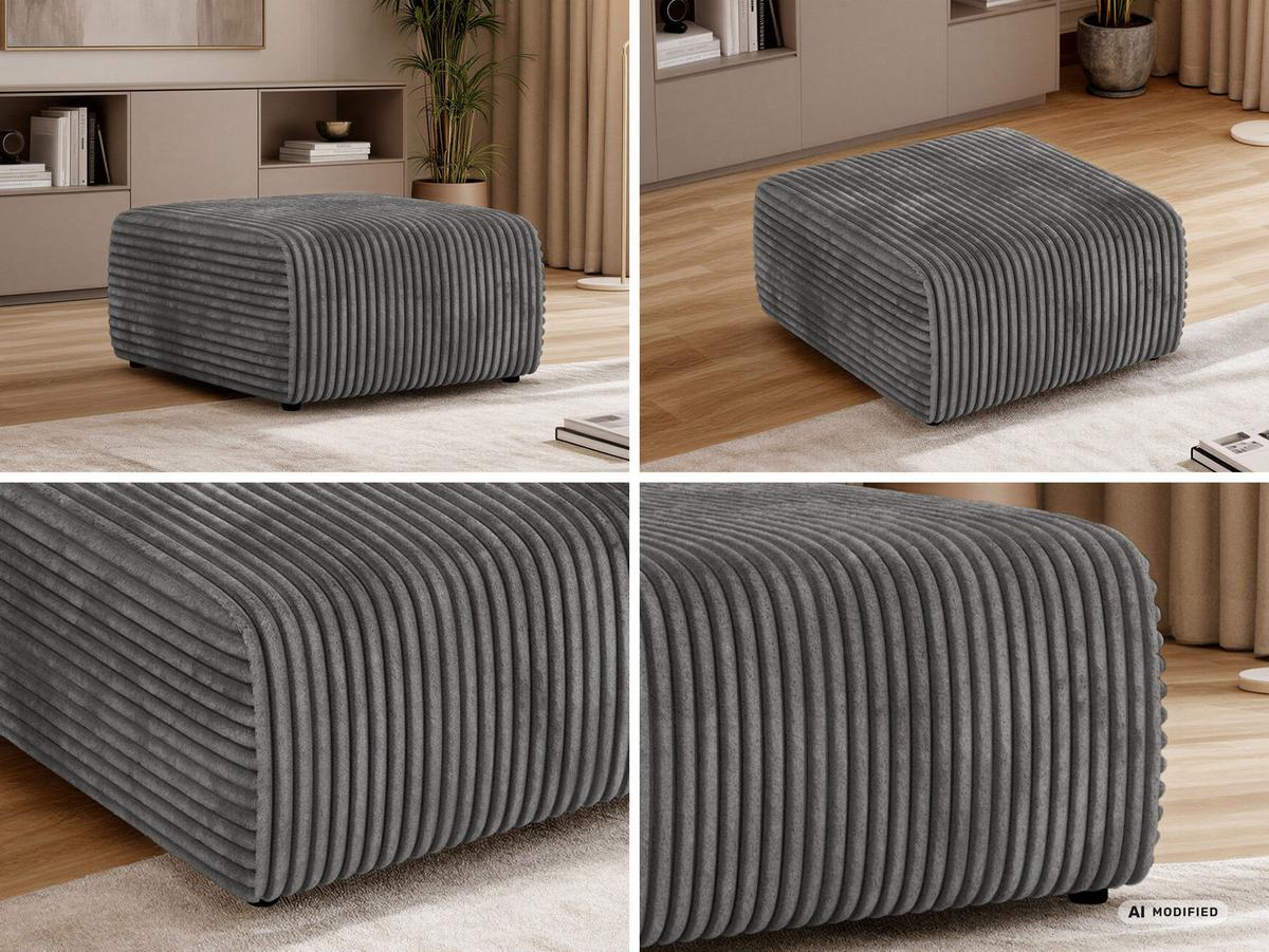 POUF NESSARO - Grau Cord - Schwarz/Grau, Kunststoff/Textil (87/44/96cm) - MKS
