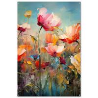 GARTENPOSTER Blumen - Aquarell - Kunst - Botanisch - Natur Bild 120x180 cm - Orange, Kunststoff (120/180/0.2cm) - OnlyWow