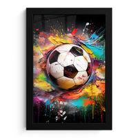 POSTER MIT RAHMEN Fußball - Farbe - Farben - Schwarz - Weiß Poster 20x30 cm - Weiß, Papier (20/30cm) - MuchoWow