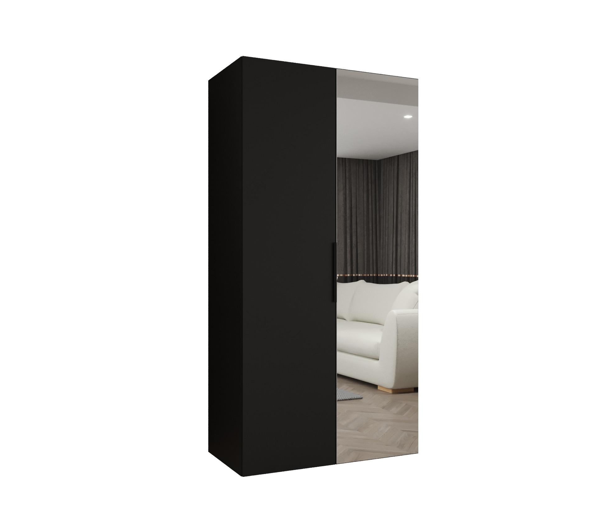 DREHTÜRENSCHRANK 202/100/52 2-türig - Kaschmir/Schwarz, Holz (100/202/52cm) - MÖBEL KRYSPOL