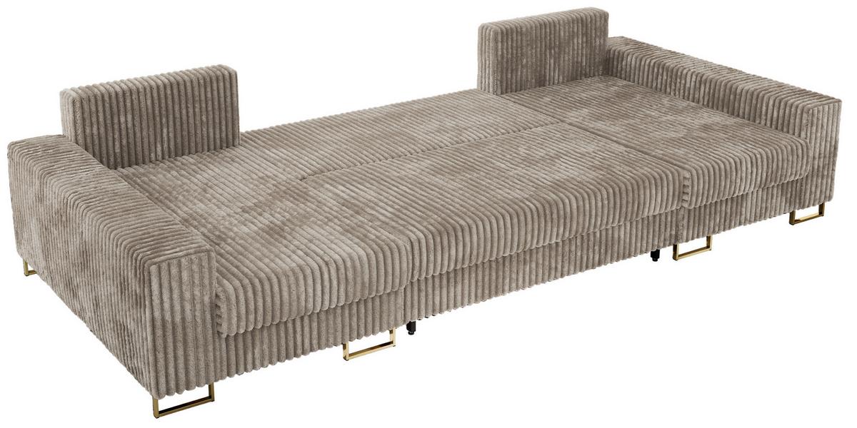 WOHNLANDSCHAFT DORIAN U Cord Hellbraun - Hellbraun/Goldfarben, Textil/Metall (312/85/138cm) - MKS