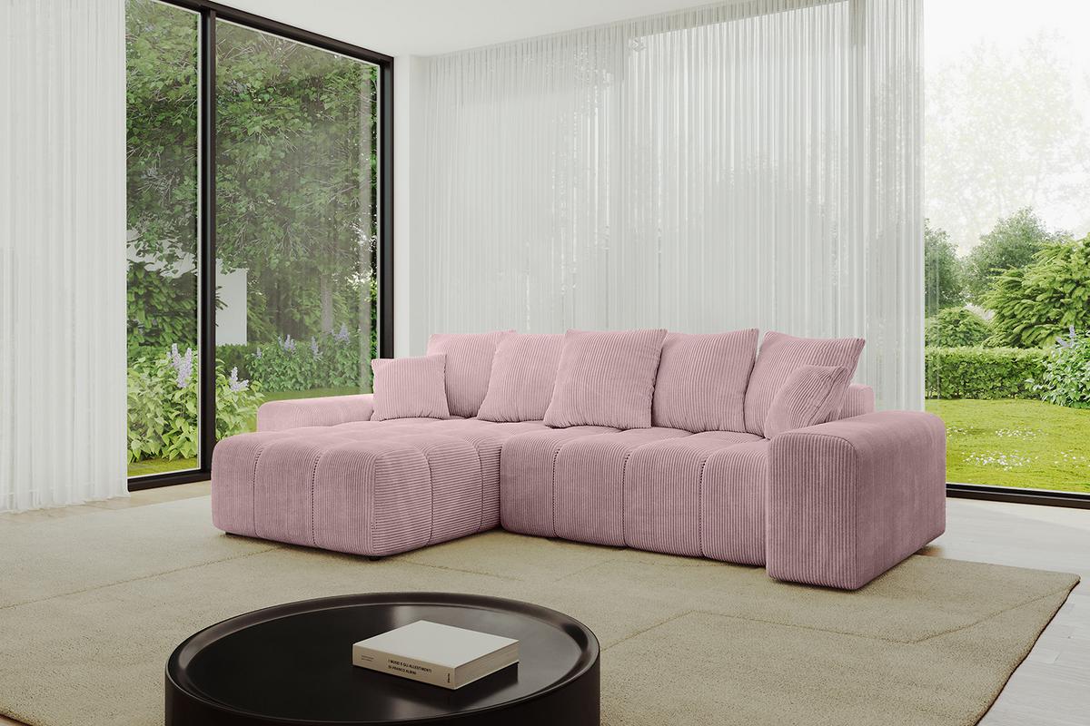ECKSOFA Ottomane links ENIL-L 297x189x68 Rosa Cord - Rosa, Holzwerkstoff/Kunststoff (297/189cm) - ALTDECOR
