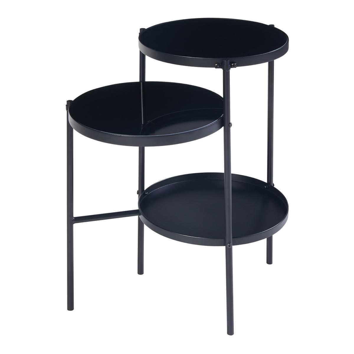 BEISTELLTISCH Mölndal - Schwarz, Metall (37/58/70cm) - [en.casa]