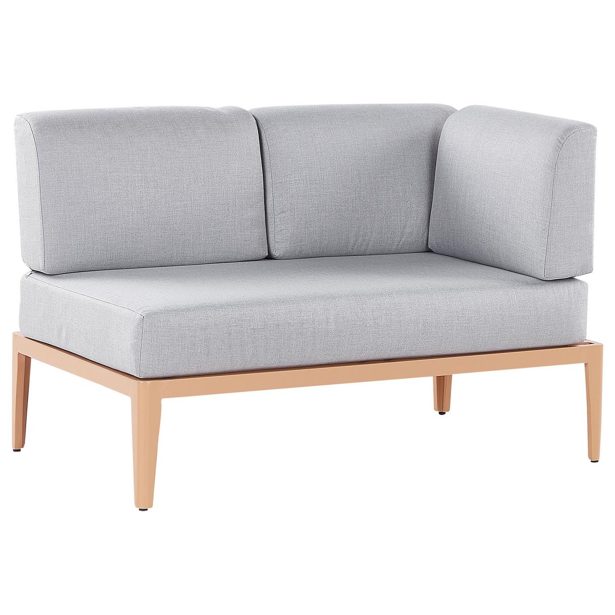 LOUNGE SET 6-Sitzer hellbraun rechtsseitig modular Auflagen hellgrau Rima III - Hellbraun, Metall - Beliani
