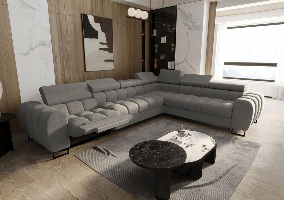 ECKSOFA Bastien Relax - Grau, Holzwerkstoff/Textil (330/260cm) - Fun Möbel