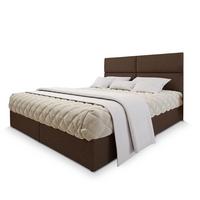 BOXBETT LONIS 200x200 cm mit Matratze und Topper, H2+H3 - Braun - Braun, Holz (200/200cm) - MASSENO