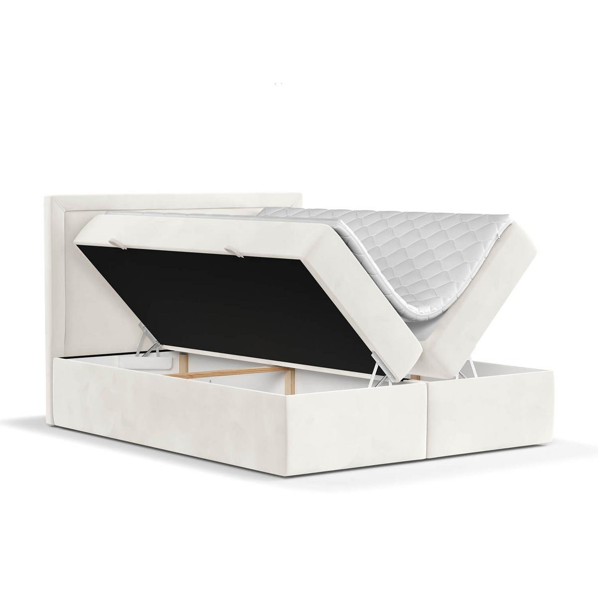 BOXBETT Jodan 120/200 cm Creme im Magic Velvet Stoff - Creme/Schwarz, Holz/Holzwerkstoff (120/200cm) - AltaBeds