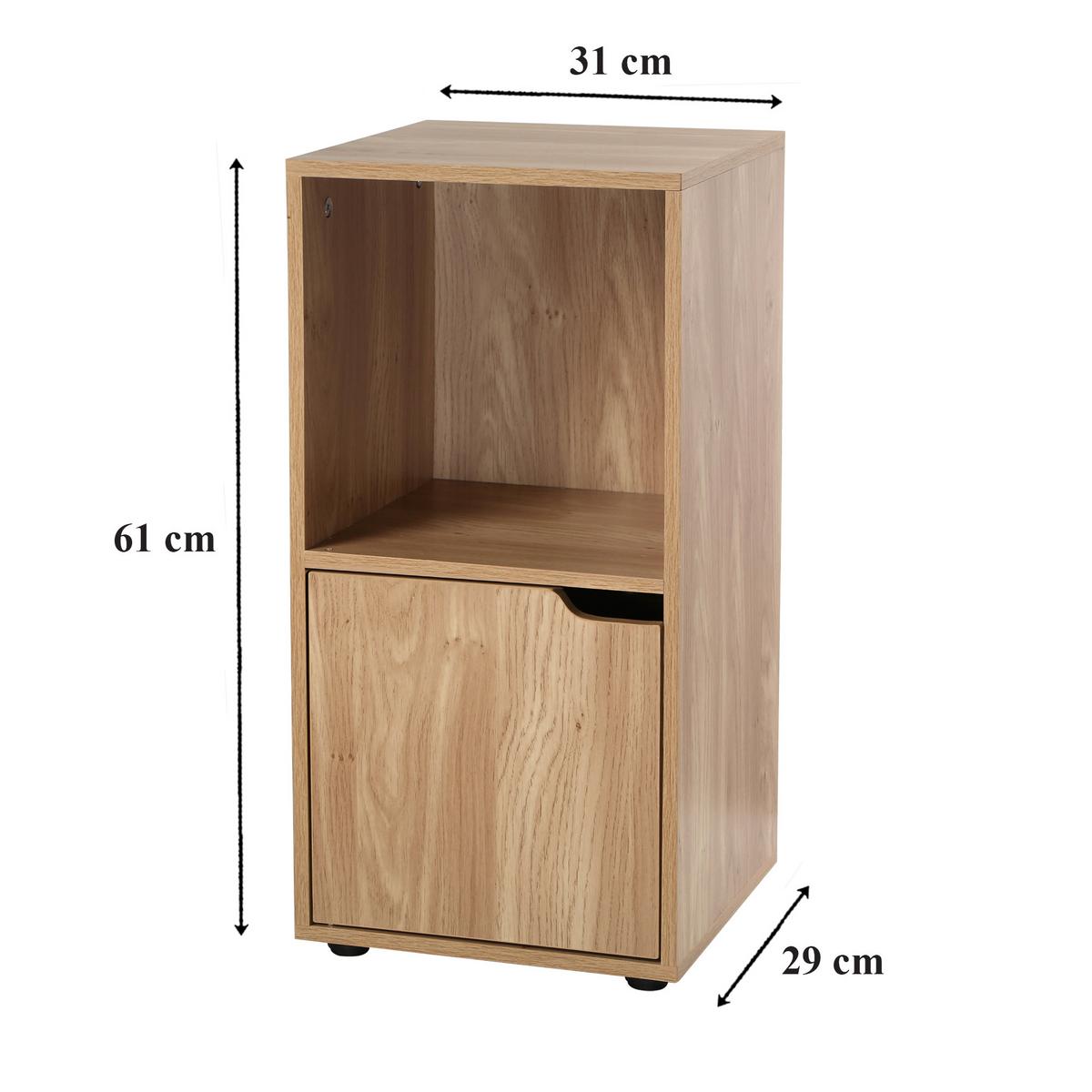 NACHTTISCH mit 2 Fächern im Holzdekor mit 1 Tür - L31 cm - 2er Set - Eschefarben, Holzwerkstoff (29/61.6/61.6cm) - Calicosy