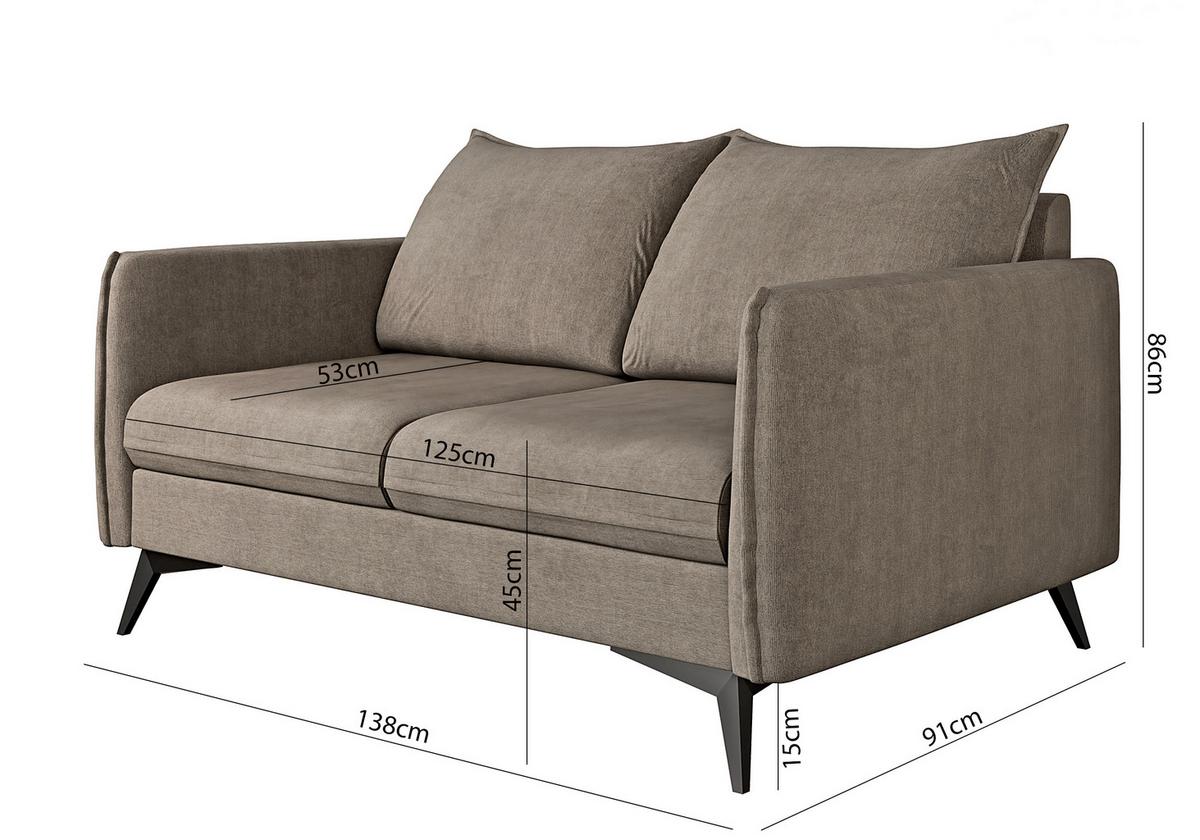 2-SITZER-SOFA Pulse Dunkelbeige Luxusmicrofaser - Beige/Schwarz, Holz/Textil (138/86/91cm) - S-Style Möbel