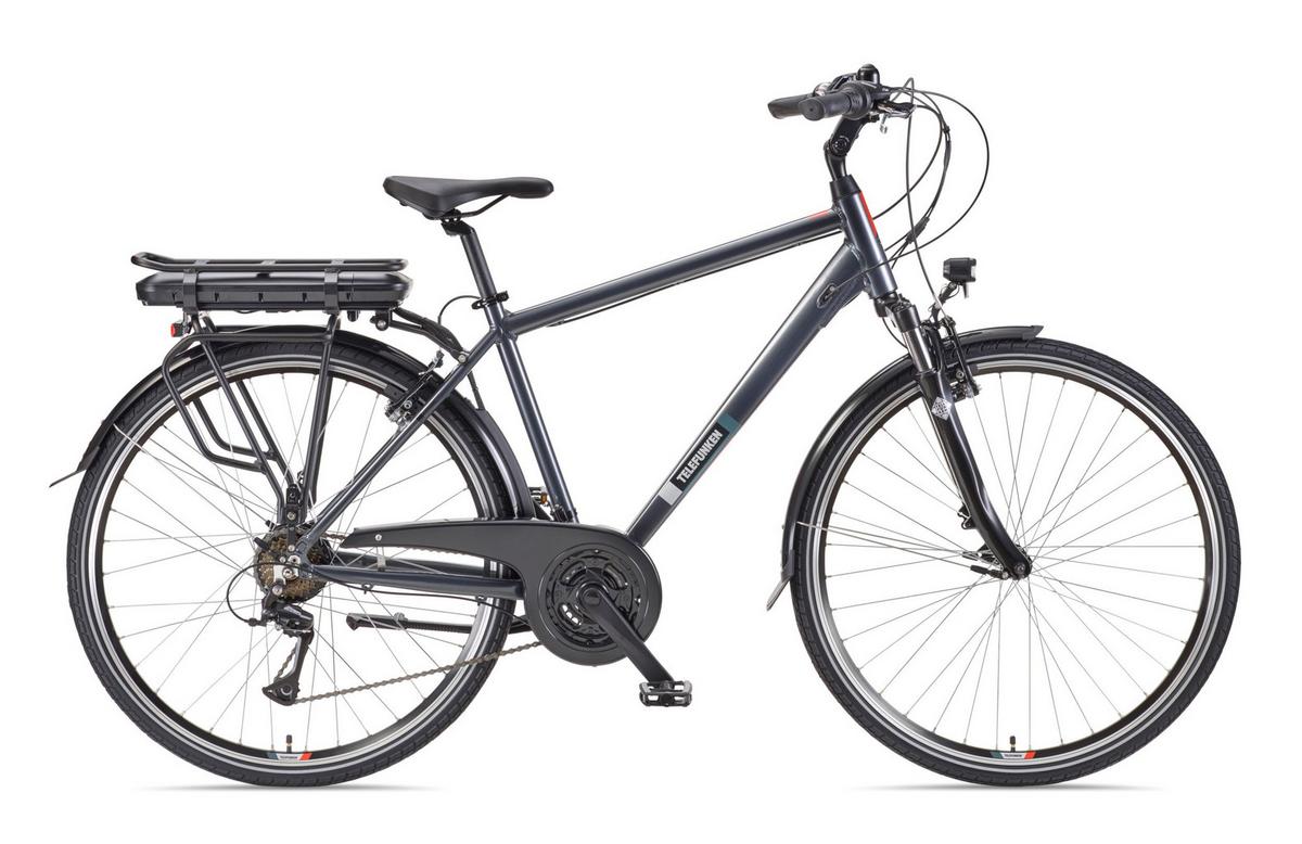 E-BIKE XT485 Trekking Elektrofahrrad 21-Gang Shimano Kettenschaltung, Pedelec, 14,5Ah, 37V Akku - Anthrazit, Metall (112cm) - Telefunken
