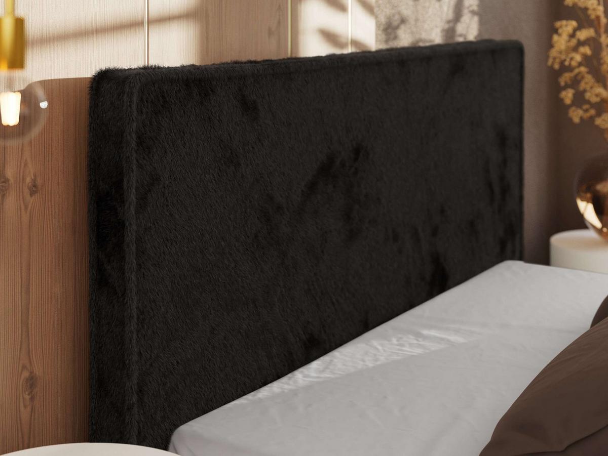 POLSTERBETT CORIVO CLASSIC 140/200 - Schwarz Plüsch - Multipocket-Matratze - Schwarz, Kunststoff/Textil (140/200cm) - MKS