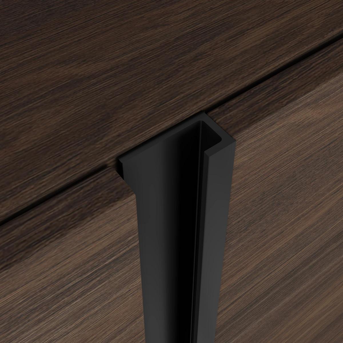 LOWBOARD, Dunkler Eiche und Schwarz, 212/35/50cm, Kamin mit Feuereffekt XXL - Dunkelbraun, Holzwerkstoff (212/50/35cm) - Skraut Home