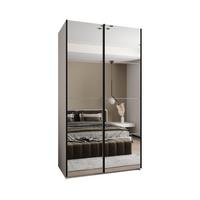 SCHWEBETÜRENSCHRANK 245,5/130/64 2-türig - Schwarz/Weiß, Holz/Metall (130/245/64cm) - Abiks Möbel