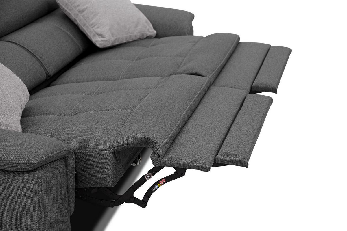 SOFA PLAUEN 3-Sitzer mit 2 Relaxfunktionen, dunkelgrau - Dunkelgrau/Silberfarben, Holzwerkstoff/Textil (214/83/105cm) - Wozimo