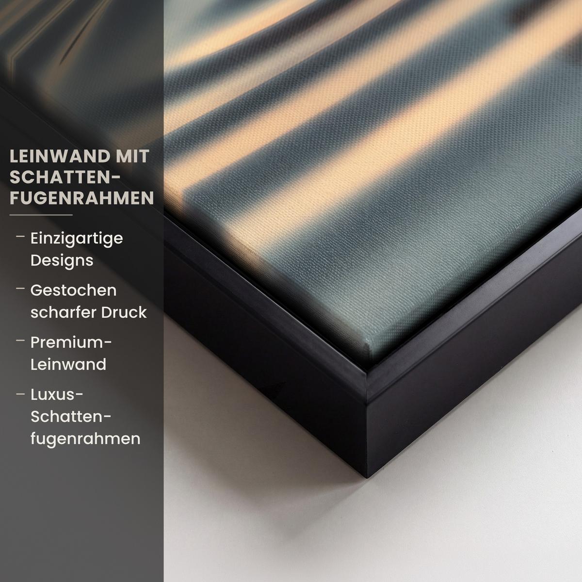 LEINWAND Bilder mit Rahmen - Herz - Wasser - Sonnenuntergang - Natur - Zen - 70x100 - Bernsteinfarben, Textil (70/100cm) - MuchoWow
