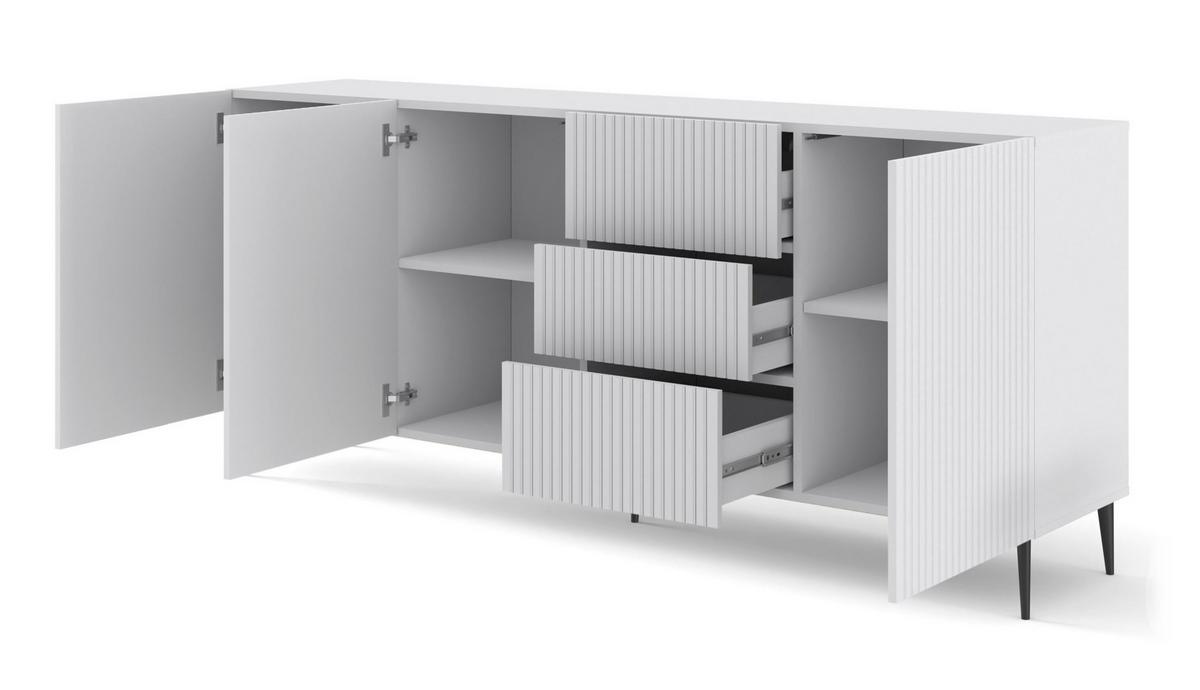 KOMMODE Weiß, Weiß, Schwarz 200/87/42 - Schwarz/Weiß, Holzwerkstoff (200/87/42cm) - RAUMHIRSCH FURNITURE