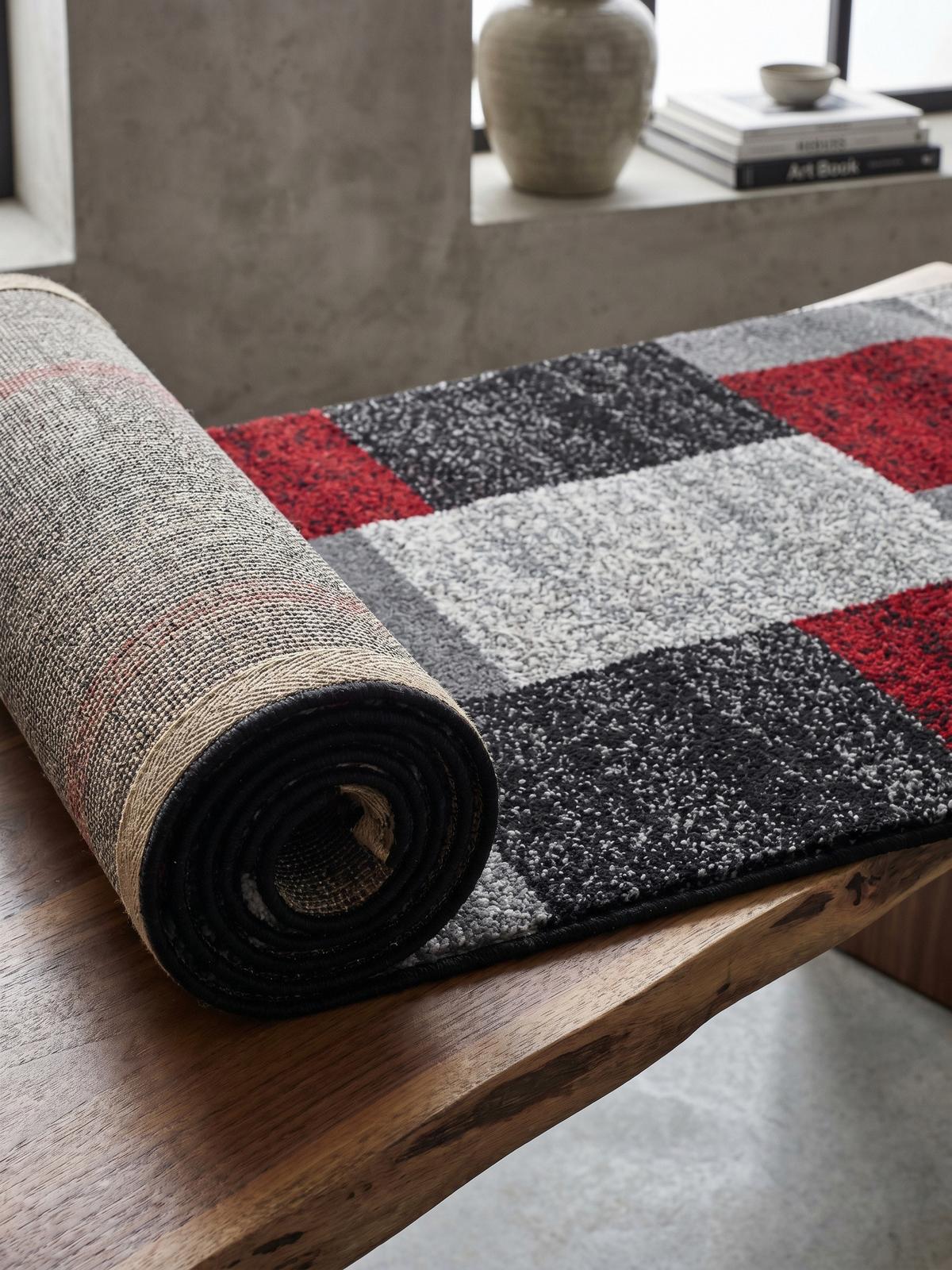 KURZFLORTEPPICH LATEMAR, kariert, Rot, 80 x 300 cm - Rot, Textil (80/300cm) - KADIMA DESIGN