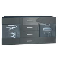 SIDEBOARD Carlos Grau Hochglanz - Grau, Holzwerkstoff (139/72/35cm) - Vladon