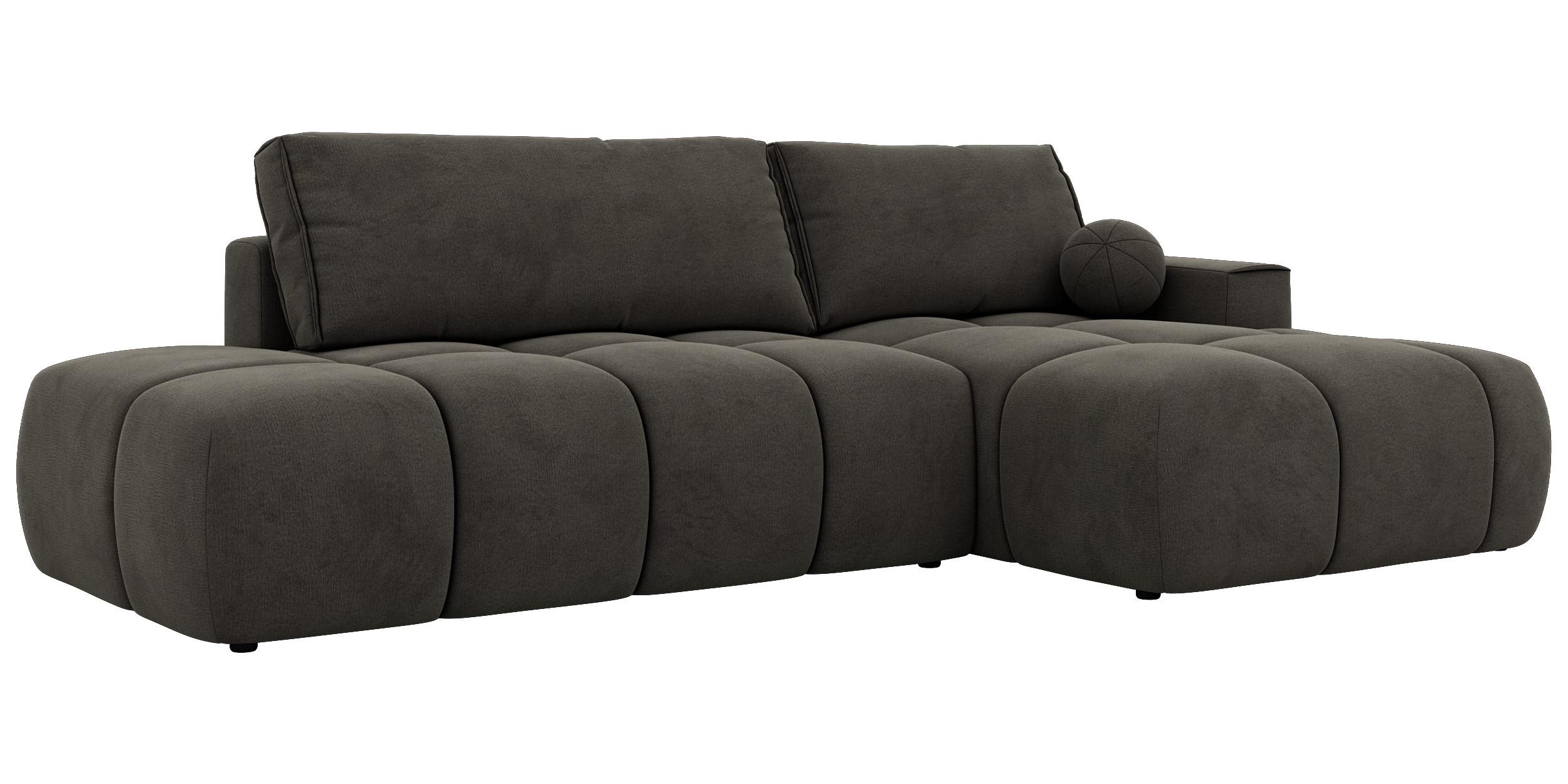 ECKSOFA LORAN L Dunkelgrau Velvet - Rechts - Dunkelgrau/Schwarz, Kunststoff/Textil (292/170cm) - MKS