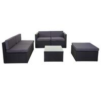 POLY-RATTAN-GARNITUR Anthrazit - Anthrazit, Kunststoff - MCW