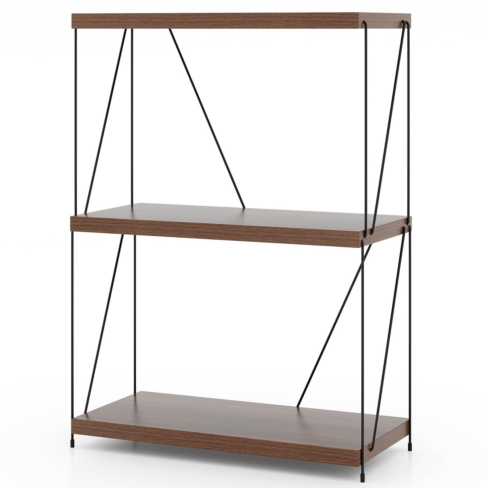 REGAL Vertikales Walnuss - Walnussfarben, Metall (61/82/29.5cm) - COSTWAY