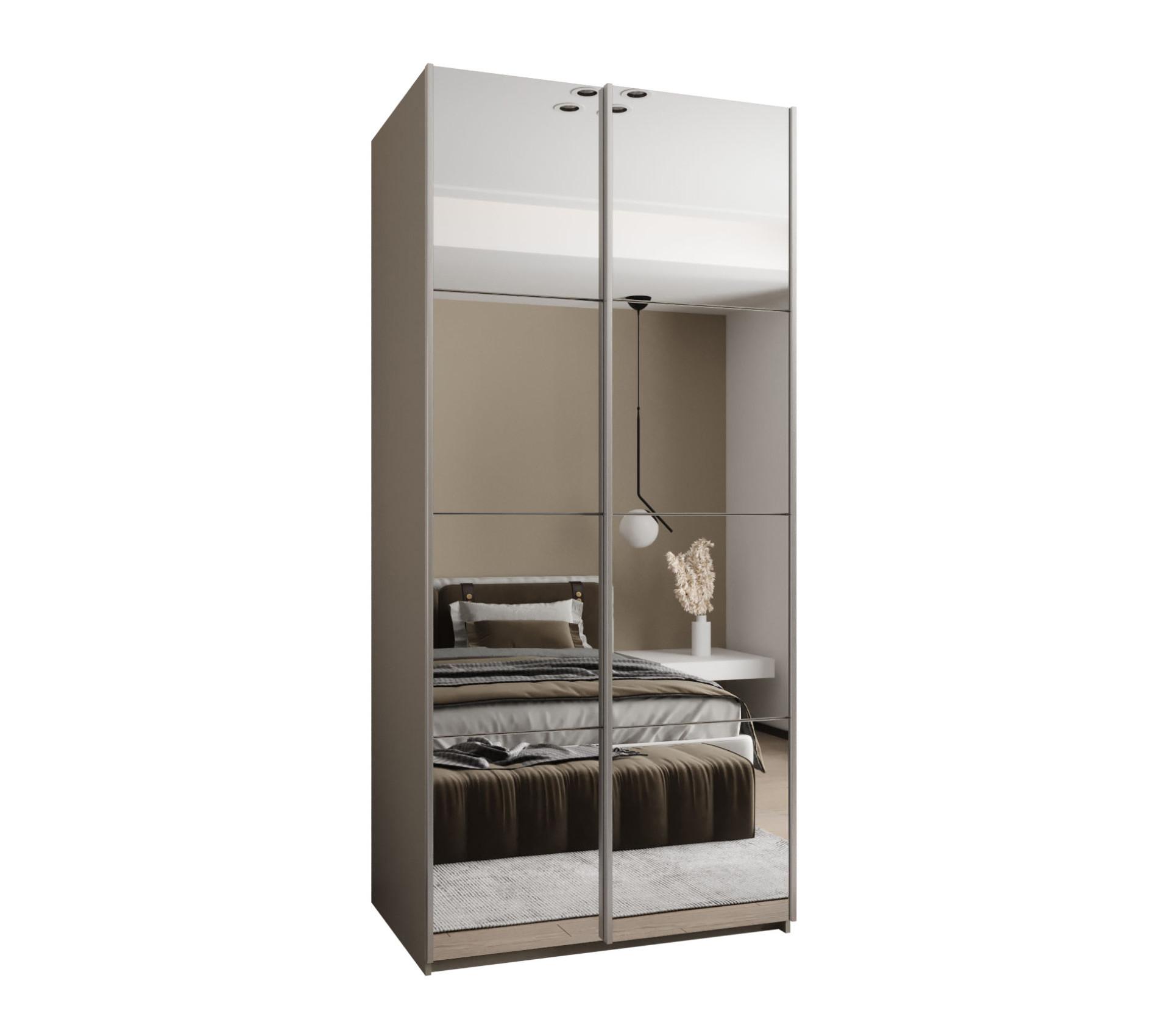 SCHWEBETÜRENSCHRANK 245,5/110/64 2-türig - Kaschmir/Silberfarben, Holz/Metall (110/245/64cm) - Abiks Möbel