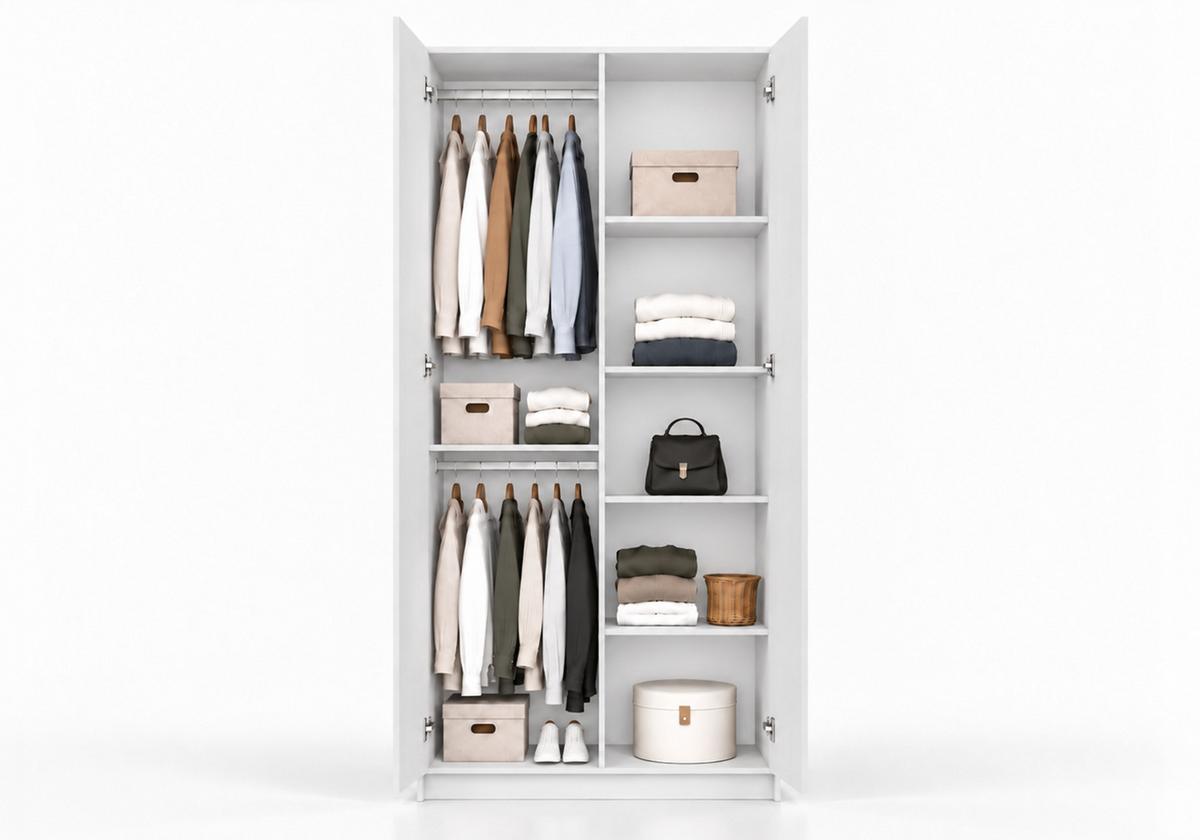 DREHTÜRENSCHRANK ROSA II 2D 100/210/55, 2-türig, weiß - Kaschmir/Weiß, Holzwerkstoff (100/210/55cm) - imoebel24