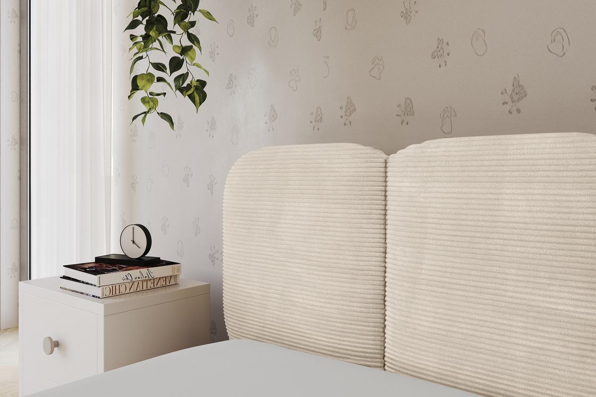 EINZELLBETT Jugendbett mit Bettkasten, Rechts - AVRY 100x200 Beige - Kaschmir/Beige, Holzwerkstoff/Textil (100/200cm) - ALTDECOR