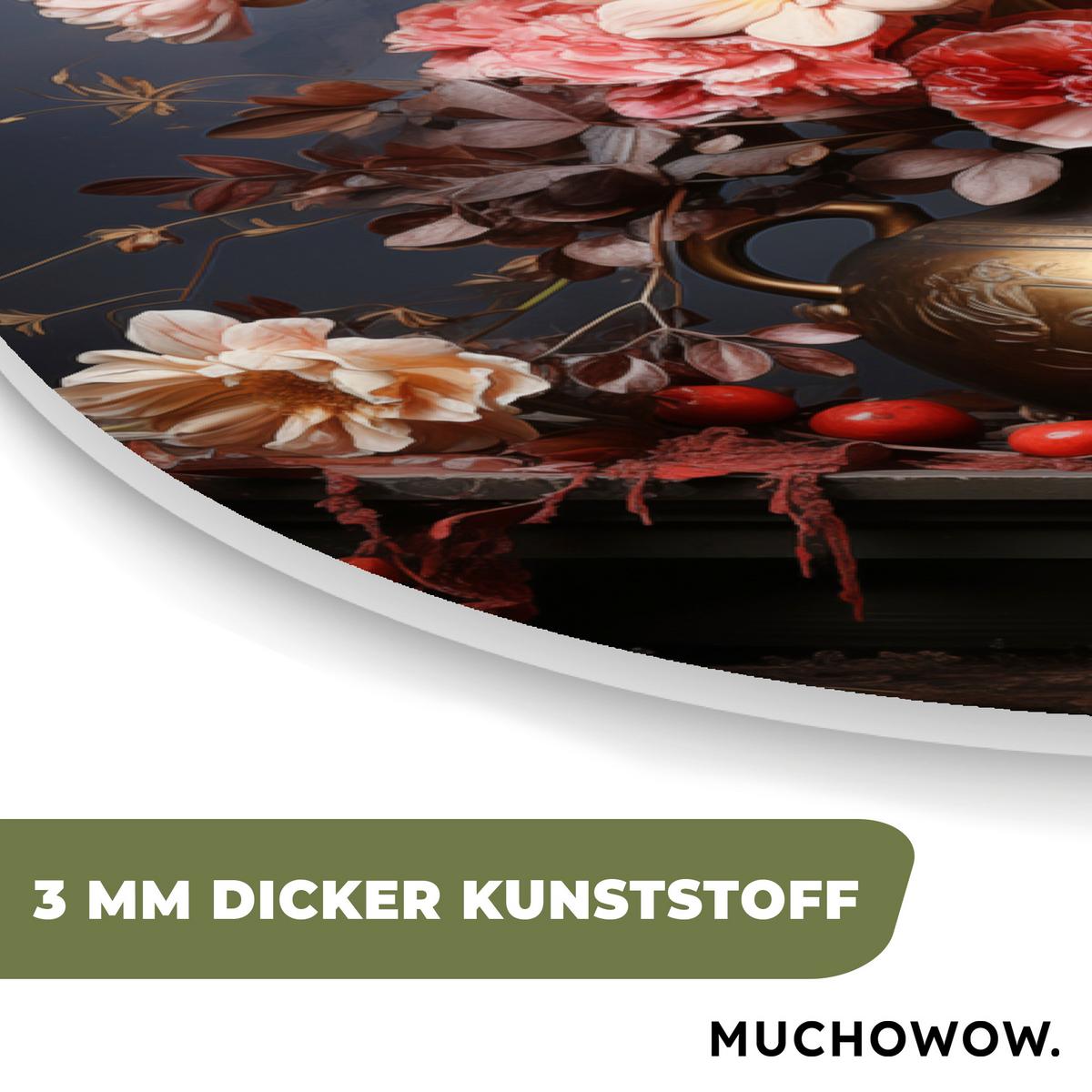 WANDBILD Stilleben - Blumen - Rosen - Blumenstrauß - Vase Deko Wohnzimmer 40x60 cm - Dunkelbraun, Kunststoff (40/60cm) - MuchoWow