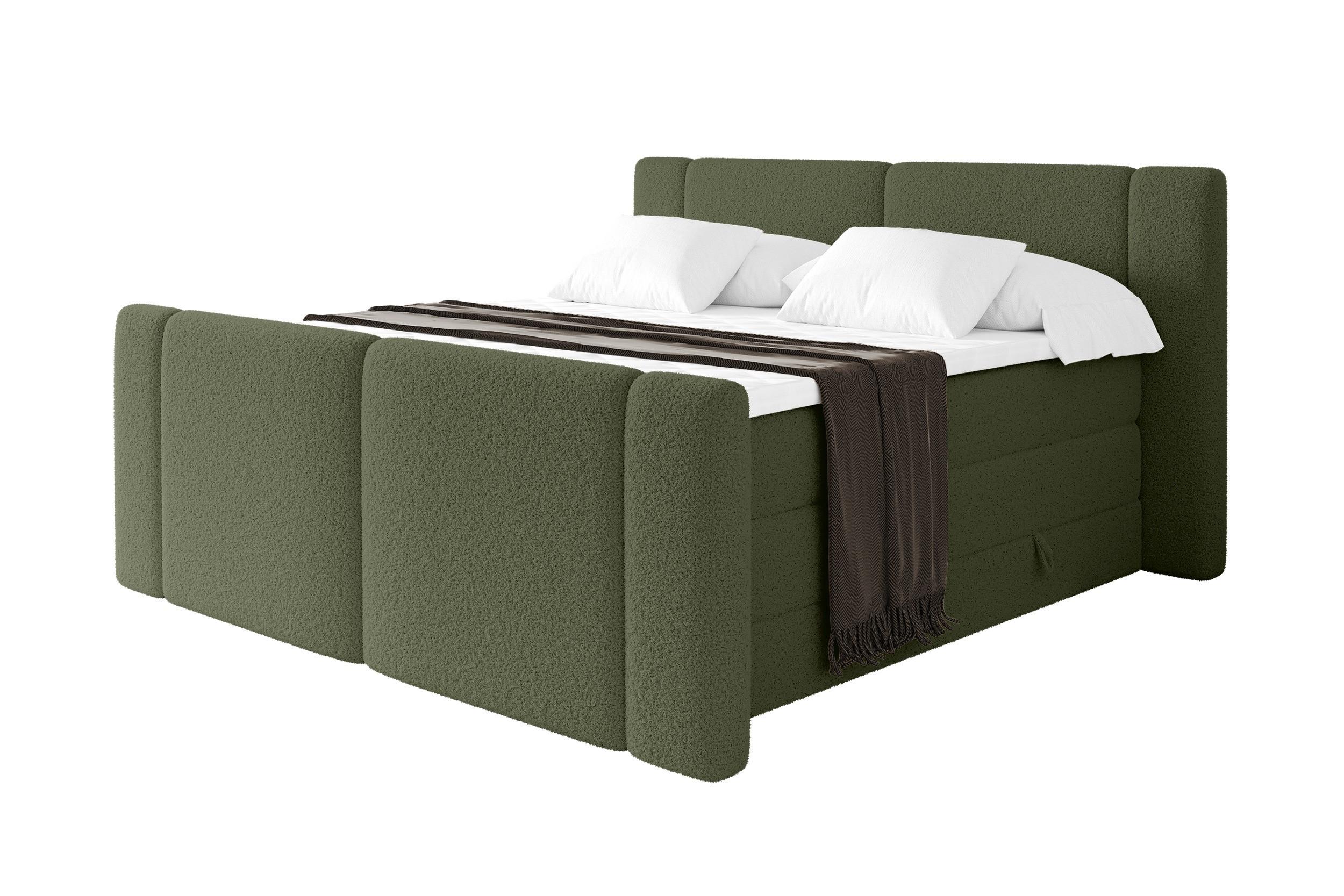 BOXSPRINGBETT mit Matratze H3/H4 - EVON KING Zanozek - 180x200 cm Grün - Jadegrün, Holzwerkstoff (180/200cm) - ALTDECOR