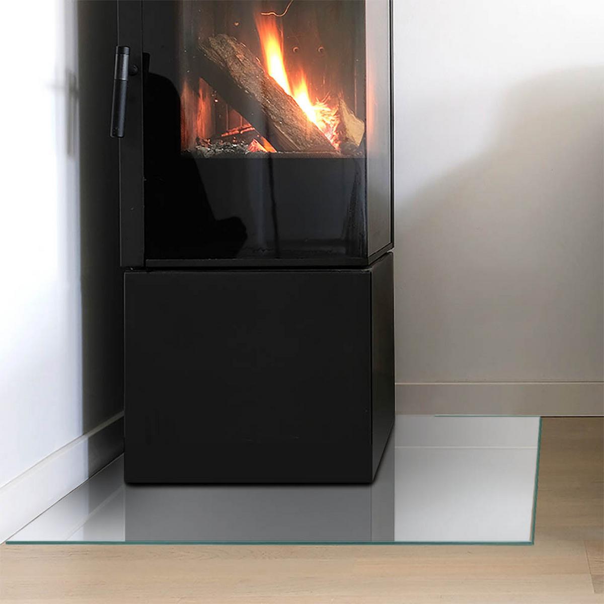 GLASPLATTE für Kamin 60x60 cm - Grau, Glas (60/60/0.4cm) - TULUP