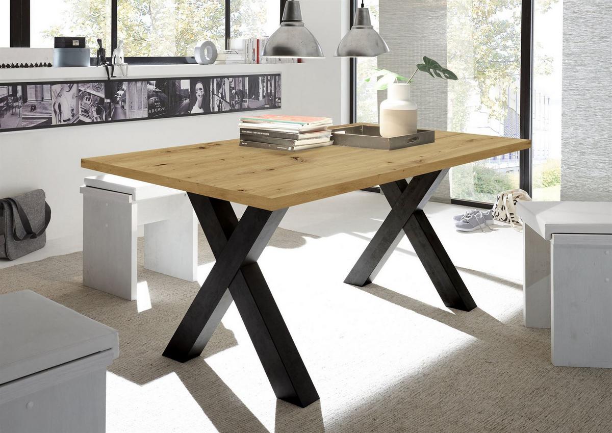ESSZIMMERTISCH Eike 8 200 x 100 x 75 Esstisch Schwarzstahl/Asteiche - Naturfarben, Holz (200/100/75cm) - 58aufmkessel