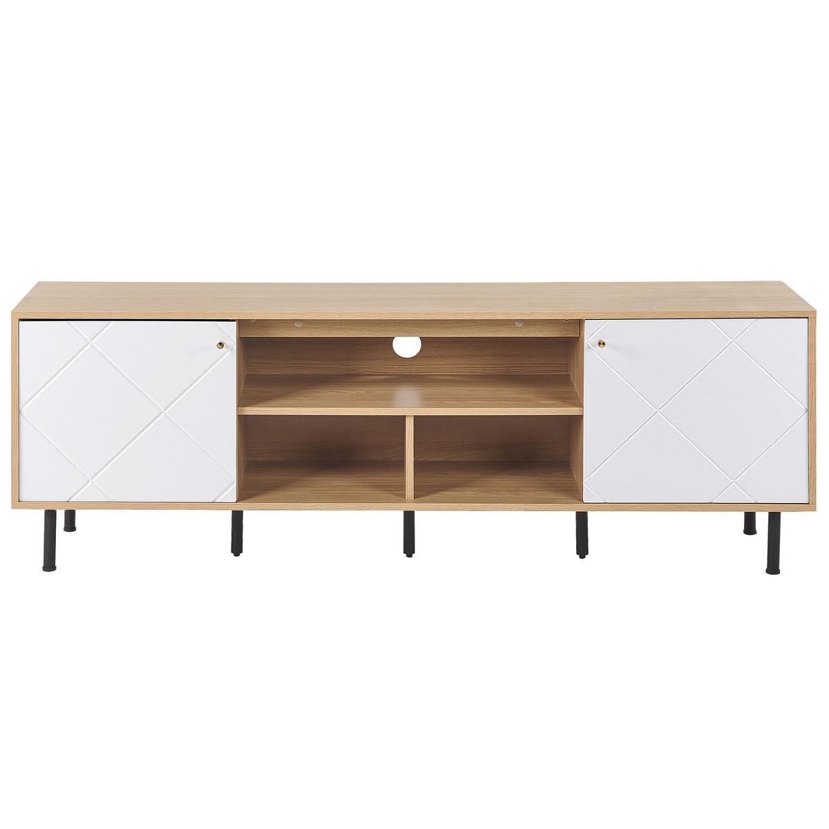 TV-MÖBEL Hellbraun, Weiß PALMER 40/160/56 cm - Hellbraun, Holzwerkstoff (160/56/40cm) - Beliani